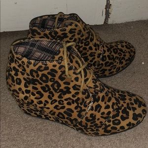 Leopard Wedge Boots
